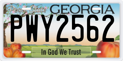 GA license plate PWY2562