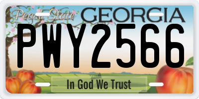 GA license plate PWY2566