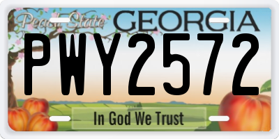 GA license plate PWY2572