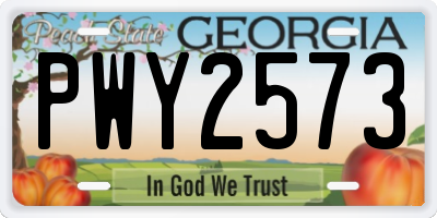 GA license plate PWY2573