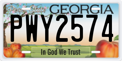 GA license plate PWY2574