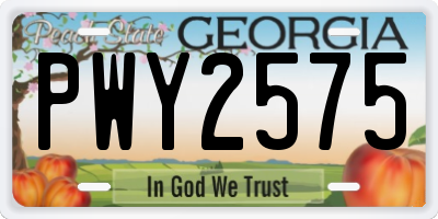 GA license plate PWY2575