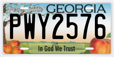 GA license plate PWY2576