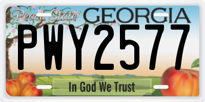 GA license plate PWY2577