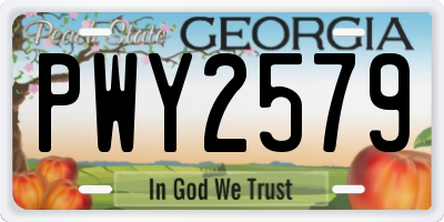 GA license plate PWY2579