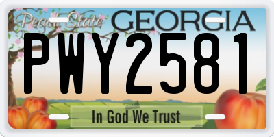 GA license plate PWY2581