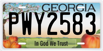 GA license plate PWY2583