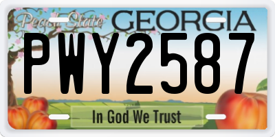 GA license plate PWY2587