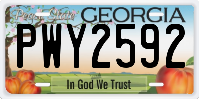 GA license plate PWY2592