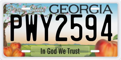 GA license plate PWY2594