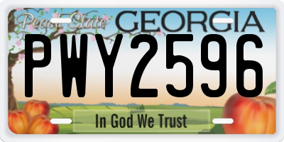 GA license plate PWY2596