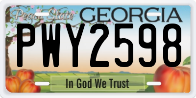 GA license plate PWY2598