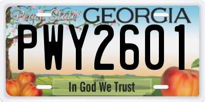 GA license plate PWY2601