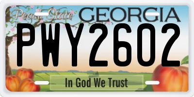 GA license plate PWY2602