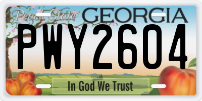 GA license plate PWY2604