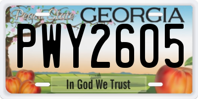 GA license plate PWY2605