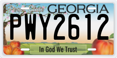 GA license plate PWY2612
