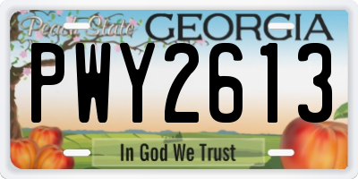 GA license plate PWY2613