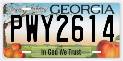GA license plate PWY2614