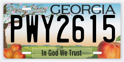 GA license plate PWY2615