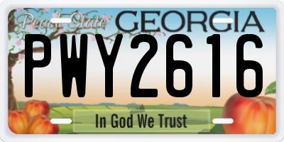 GA license plate PWY2616