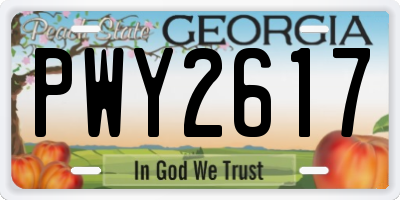 GA license plate PWY2617