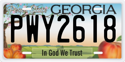 GA license plate PWY2618