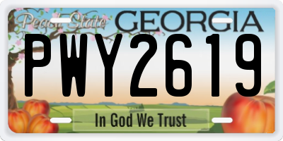 GA license plate PWY2619