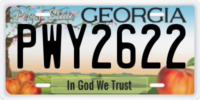 GA license plate PWY2622