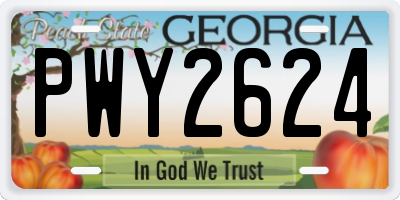 GA license plate PWY2624