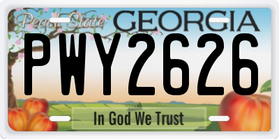 GA license plate PWY2626
