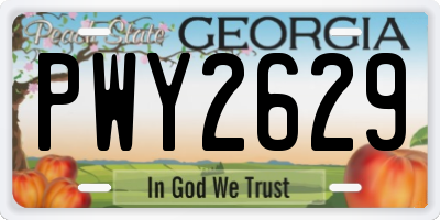 GA license plate PWY2629