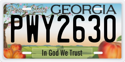 GA license plate PWY2630