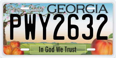 GA license plate PWY2632