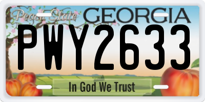 GA license plate PWY2633