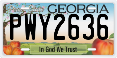 GA license plate PWY2636