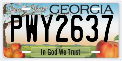 GA license plate PWY2637