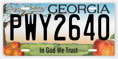 GA license plate PWY2640