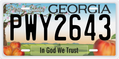 GA license plate PWY2643