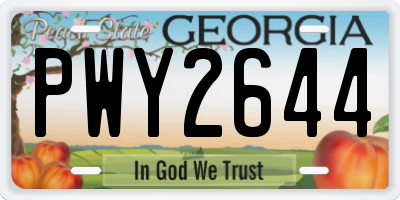 GA license plate PWY2644
