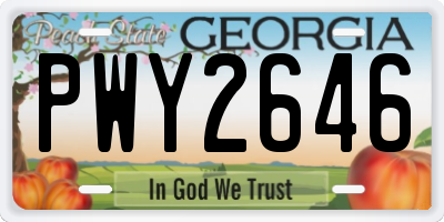 GA license plate PWY2646