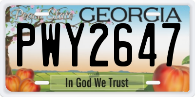 GA license plate PWY2647