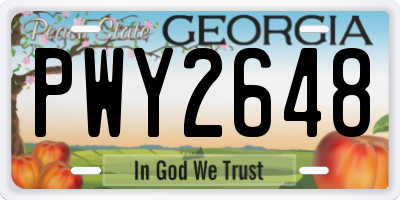 GA license plate PWY2648