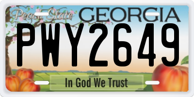 GA license plate PWY2649