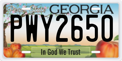 GA license plate PWY2650