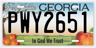 GA license plate PWY2651