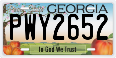 GA license plate PWY2652