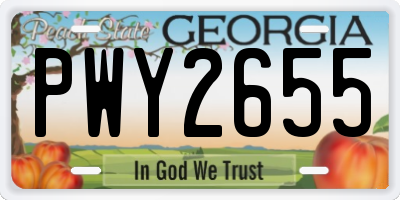 GA license plate PWY2655