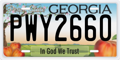 GA license plate PWY2660