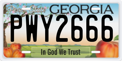 GA license plate PWY2666